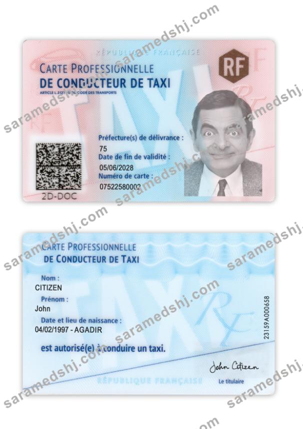 France taxi driver ID card